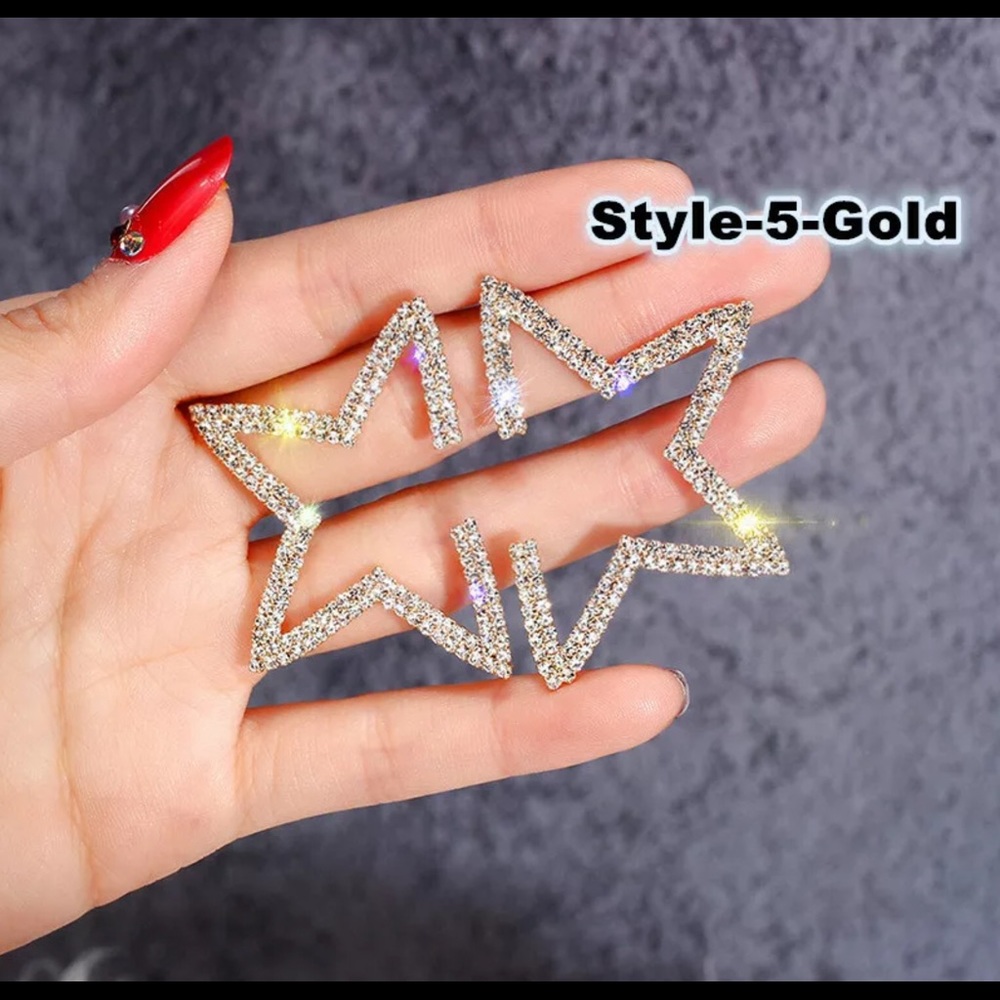 Yellow Gold Plated Star Sapphire Fashion Earrings - Picture 1 of 4